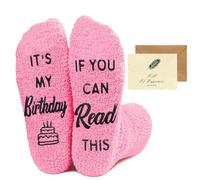 SwirlColor Girls Birthday Socks, Pink Fluffy Socks Warm Comfortable Birthday Sock Creative Birthday Gifts for Girls Women
