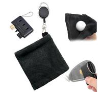 SwirlColor Golf Towel and Brush Set, Black Towel with Scalable Carabiner Clip and Club Brush Golf Accessories for Course Exercise Gym