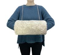 SwirlColor Hand Muffs Faux Fur, Muff for Warming Hand in Winter White Portable Handmuff Women Hand Warmer Muff with Neck Cord and Zip Pocket