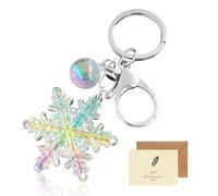 SwirlColor Keyrings for Women, Dazzling Acrylic Snowflake Pendant Keychain Bag Charm Lucky Pendant Christmas Keyrings for Couple Lover Mother and Friends, with A Card
