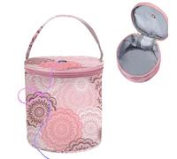 SwirlColor Knitting Bag, Small Size Printed Yarn Storage Portable Bag with Zipper Crochet Bag Organizer for Yarns Wool Needles, with A Ruler (Pink)