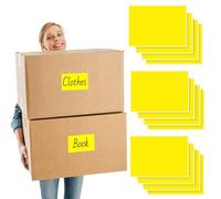 SwirlColor Labels for Storage Boxes 12Pcs, 4.01 x 6.65 inch Yellow Handwriting Large Self-Adhesive Labels Stickers for Door Number Address Storage Boxes