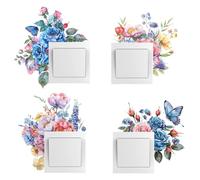 SwirlColor Light Switch Sticker, Beautiful Flower Butterfly Wall Stickers PVC Wall Decoration for Living Room Bedroom Kitchen Bathroom Office