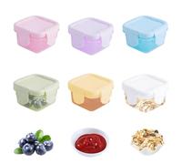SwirlColor Mini Food Containers with Lid, 6Pcs 2oz/60ml Sauce Pots Snack Boxes Dip Cups for Sauce Containers Travel Condiment Freezer Containers