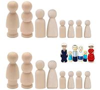 SwirlColor Peg Dolls, Blank Wooden Peg Dolls Unfinished People Peg Dolls Wooden Crafts DIY Painting Carving Decorating for Home Wedding Classroom - 16 Pcs