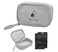 SwirlColor Small First Aid Pouch Portable Pill Organiser Easy Carry Empty Medicine Container with Three-Pocket for Travel (Grey)