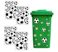SwirlColor Wheelie Bin Stickers 4 Sheets, Football Dustbin Sticker Self Adhesive Wheelie Bin Labels Creative Football Stickers for Bins Fridge Wall Door