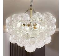 Swirled Glass Chandelier - Elegant Blown Glass Pendant Light for High Ceilings in Entryways, Bedrooms, and Restaurants
