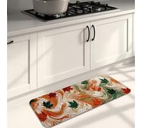Swirled Kitchen Mats for Floor, Autumn Leaves Abstract Soft Mats, Cushioned Comfort Washable Non Slip Decor Rugs for Kitchen Sinks Laundryroom Bathroom 16x47 Inch