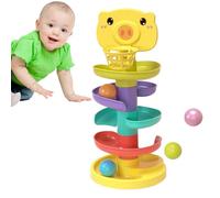 Swirling Ball Tower - Multi-tier Track System, Vibrant Rolling Spheres, Sturdy Interlocking Design, Rounded Safety Edges | Playful Coordination Growth During Preschool Developmental Playtime