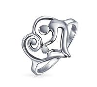 Swirling Heart Mother Loving Family Ring For Women Gift For Mom .925 Sterling Silver Band 1MM
