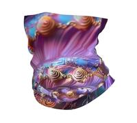 Swirling Seashell Design Teal Gold Purple Elegant Men Women Headband Durable Half Face Scarf Non-Slip Face Protection For Yoga Running Outdoor
