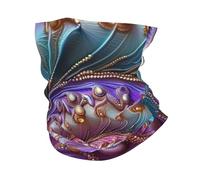 Swirling Seashell Design Teal Purple Gold Elegant Men Women Half Face Headwear Premium Headwear Quick Drying Face Protection For Tennis Skiing Yoga