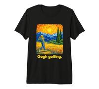 Swirling Sky Golfer Post-Impressionist Landscape Premium T-Shirt