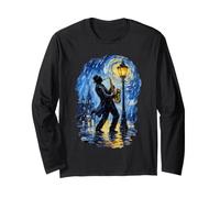 Swirling Sky Saxophone Jazz Aesthetic Meme Design Long Sleeve T-Shirt