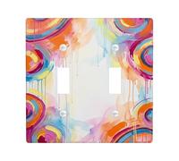 Swirls Double Light Switch Cover Plate, Contemporary Artistic Circular Drips Spring Bright Plastic Standard Size Toggle Light Switch Cover for Living Room Bedroom Home Office Decor