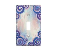 Swirls Single Light Switch Cover Plate, Artistic Modern Dots Brush Strokes Spring Blue Plastic Standard Size Wall Switch Plates Accents for Home Living Room New Apartment Decor (Single)