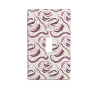 Swirls Single Light Switch Cover Plate, Modern Abstract Brush Patterns Dots None Peach Plastic Standard Size Wall Switch Plates Accents for Home Living Room Bedroom Bathroom Decor (Single)