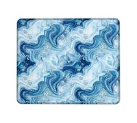 Swirls Small Mouse Pad, Abstract Modern Glitter Water Winter Blue Square Rubber Smooth Aesthetic Desk Mousepads Desk Decor for Office Home Dorm Laptop Square 8x10 Inch