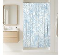 Swirls Stall Shower Curtain, Modern Abstract Lines Curves Summer Blue Polyester Waterproof Toile Cloth Shower Curtains for Bathroom Bathtub Apartment Decor 36x72 Inch