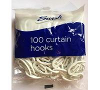 Swish Curtain Hooks, White, 100 Retail Pack