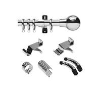 Swish Design Studio 28mm Bay Window Curtain Pole set Kit 3M, 300cm, Chrome Mondiale Finial