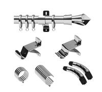 Swish Design Studio 28mm Bay Window Curtain Pole set Kit 5M, 500cm, Chrome, Blossomtime Finial