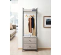 Swish Furniture Alva Open Wardrobe with 2 Drawers - Grey Oak