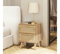 Swish Furniture Manila Rattan 2 Drawer Bedside Table - Oak and PVC Rattan