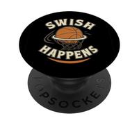 Swish Happens Funny Basketball Pun Vintage Design PopSockets Adhesive PopGrip