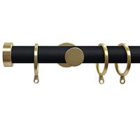 Swish Soho Vamp 28mm Metal Curtain Pole Set, Brushed Gold, 120cm