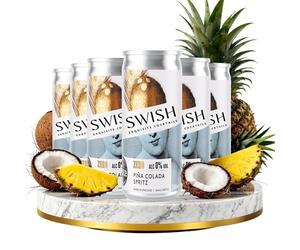 SWISH Zero Piña Colada Spritz - Alcohol-Free Sparkling Cocktail, Pineapple & Coconut Mocktail, Zero Proof Drink, Vegan, Premium Non-Alcoholic Piña Colada Beverage, Tropical Flavor - 6 x 250ml