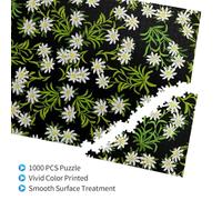 Swiss Alpine Edelweiss Floral,1000 Pieces Wooden Jigsaw Family Game Jigsaw Puzzles for Adults Teens Home Decor