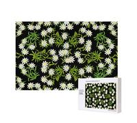 Swiss Alpine Edelweiss Floral,300 Pieces Wooden Jigsaw Family Game Jigsaw Puzzles for Adults Teens Home Decor