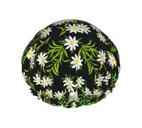 Swiss Alpine Edelweiss Floral Double Layer Elastic Waterproof Shower Cap Reusable Bath Cap