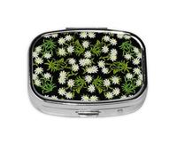 Swiss Alpine Edelweiss Floral,Meta Pill Box 2 Compartment Medicine Case,Portable Organizer