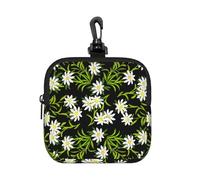 Swiss Alpine Edelweiss Floral, Square Zipper Storage Bag, Neoprene Coin Purse, Small Wallets, Change Pouch, Change Purse