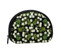 Swiss Alpine Edelweiss FloralSmall Makeup Sanitary Napkin Storage Bag,Women's Cosmetic Coin Purse