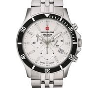 Swiss Alpine Military Men's Watch Chronograph Analogue Quartz 7022.9 Stainless Steel, Steel/Steel/Silver - 9132sam, Bracelet