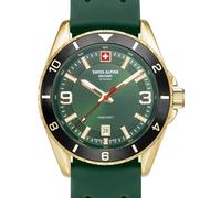 swiss alpine military Men's Watch Analogue Quartz 7034.1 Silicone, Gold/Green/Green-sw - 1818sam