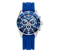 Swiss Alpine Military 7034.9 Men's Analogue Quartz Watch with Silicone Chronograph, Steel/Blue/Blue - 9835sam, Strap