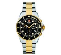 Swiss Alpine Military Men's Watch Chronograph Analogue Quartz 7053.9 Stainless Steel, Bic-Gold/Black/Black - 9147SAM