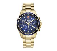 Swiss Alpine Military 7089.9 Men's Stainless Steel Analogue Quartz Chronograph Watch, Gold/Blue/Blue - 9115sam, Bracelet