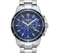 Swiss Alpine Military Men's Watch Chronograph Analogue Quartz 7089.9 Stainless Steel, Steel/Blue/Blue - 9135SAM