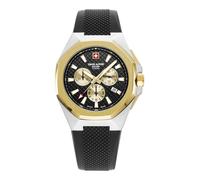 swiss alpine military Men's Watch Chronograph Analogue Quartz 7005.9 Silicone, Bic-Gold/Black/Black - 9847sam, Strap.