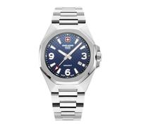 Swiss Alpine Military Men's Analogue Quartz Watch 7005.1 Stainless Steel, Steel/Steel/Blue - 1135sam, bracelet