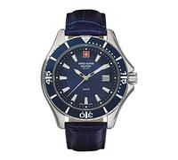 swiss alpine military Men's Analogue Quartz Watch, Leather 7040, Black/White, Classic Watch