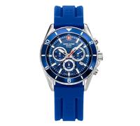 Swiss Alpine Military 7034.9 Men's Analogue Quartz Watch with Silicone Chronograph, Steel/Blue/Blue - 9835sam, Strap
