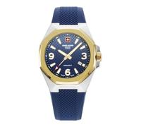 swiss alpine military Men's Watch Analogue Quartz 7005.1 Silicone, Bi-Gold/Blue/Blue - 1845sam, Strap.