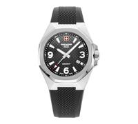swiss alpine military Men's Watch Analogue Quartz 7005.1 Silicone, Steel/Black/Black - 1837sam, Strap.